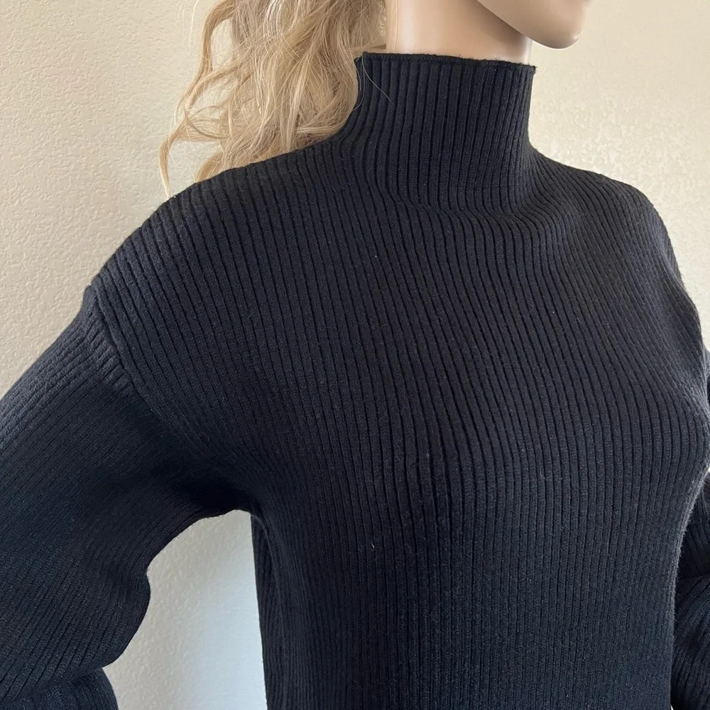 NWT- New With Tags Women’s Mock Neck Black Sweater Dress Size Small - Picture 6 of 11